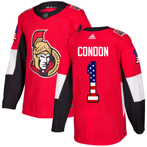 Kinder Ottawa Senators Eishockey Trikot Mike Condon #1 Authentic Rot USA Flag Fashion